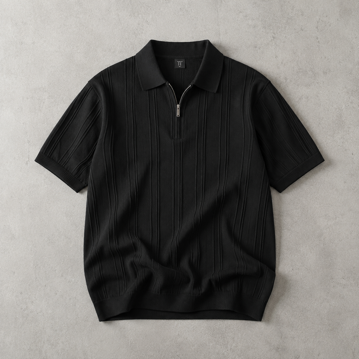 Men's Quarter Zip Polo Shirt - Knit Casual Pullover
