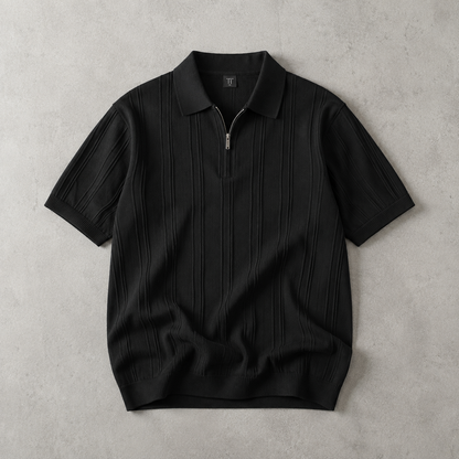 Men's Quarter Zip Polo Shirt - Knit Casual Pullover