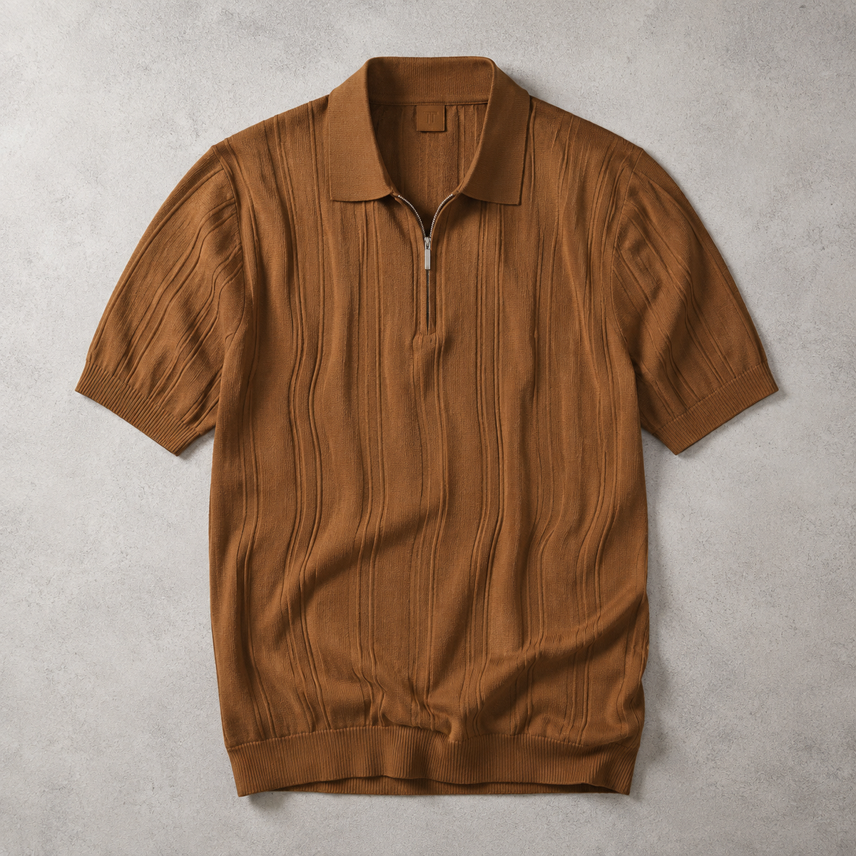 Men's Quarter Zip Polo Shirt - Knit Casual Pullover