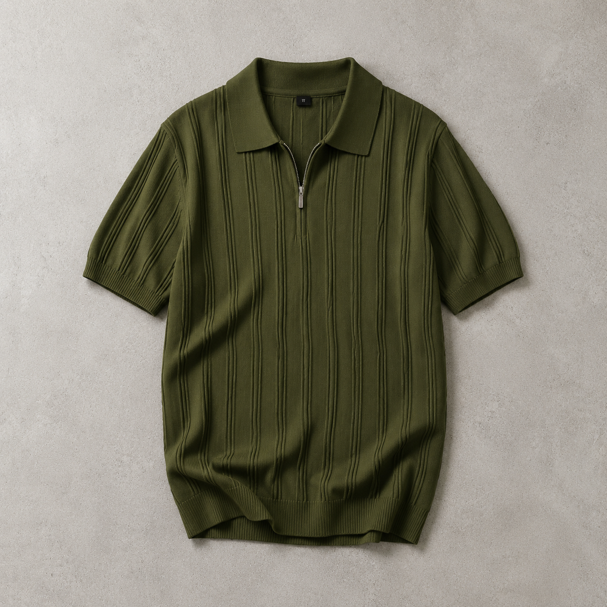 Men's Quarter Zip Polo Shirt - Knit Casual Pullover