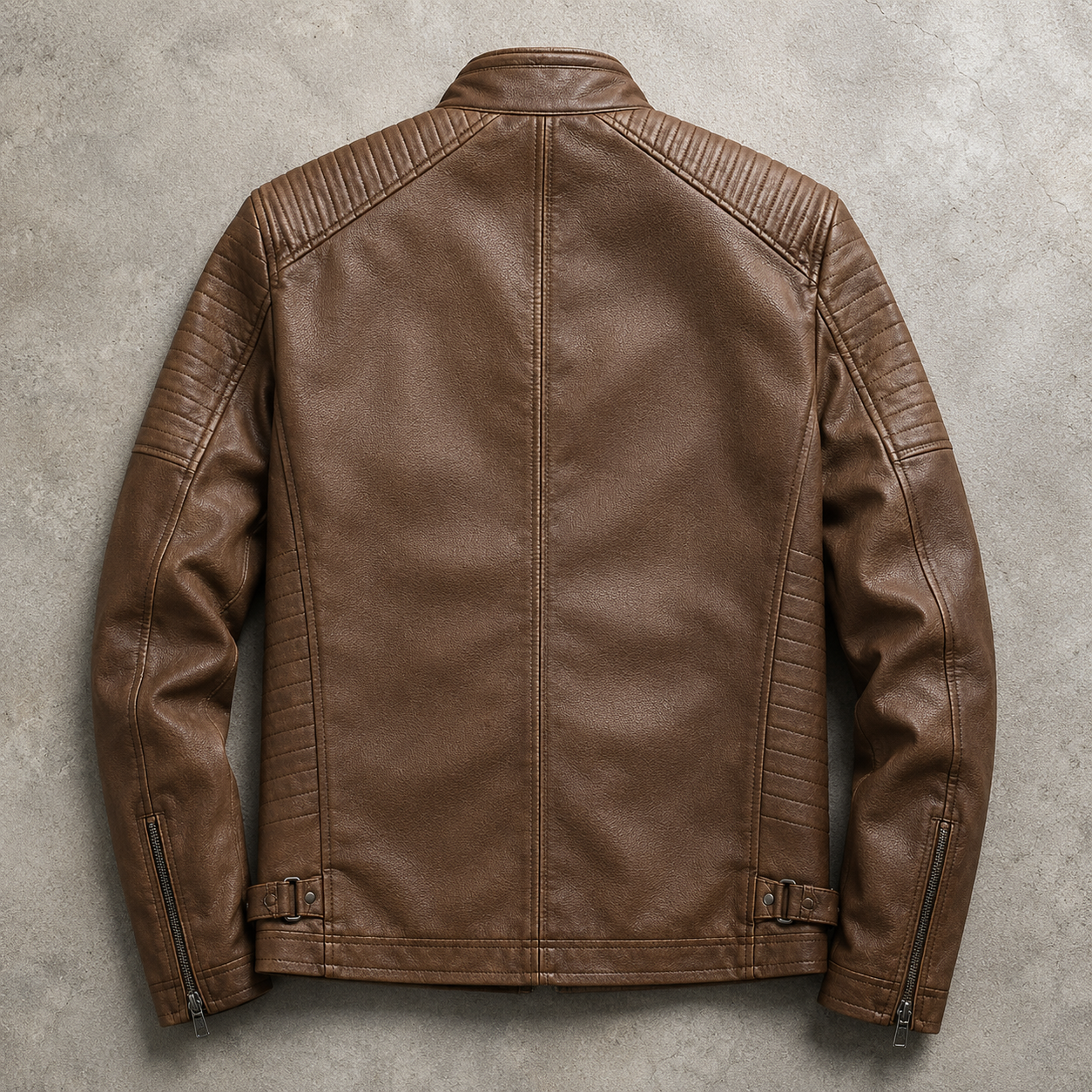 Men's Faux Leather Jacket - Quilted Shoulder Casual Outerwear