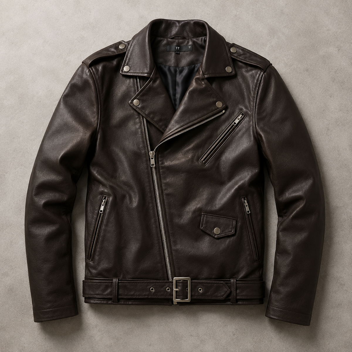 Men's Faux Leather Moto Jacket - Asymmetric Zip Motorcycle Style