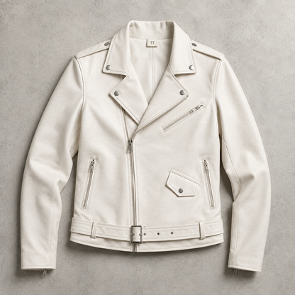 Men's Faux Leather Moto Jacket - Asymmetric Zip Motorcycle Style