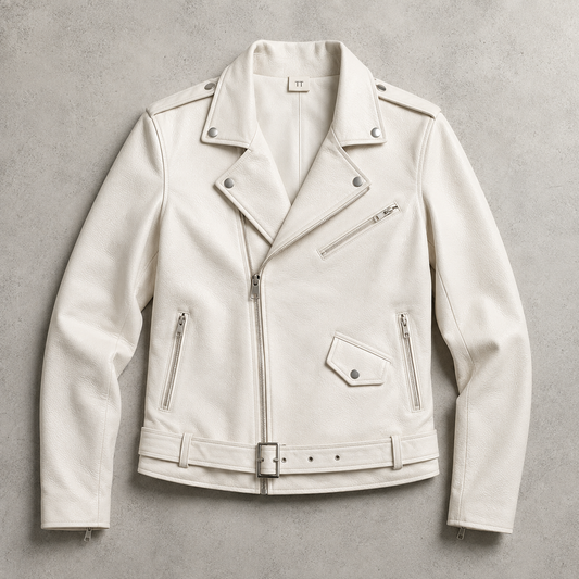Men's Faux Leather Moto Jacket - Asymmetric Zip Motorcycle Style