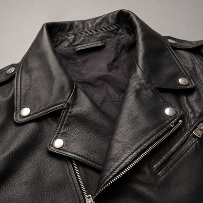 Men's Faux Leather Moto Jacket - Asymmetric Zip Motorcycle Style