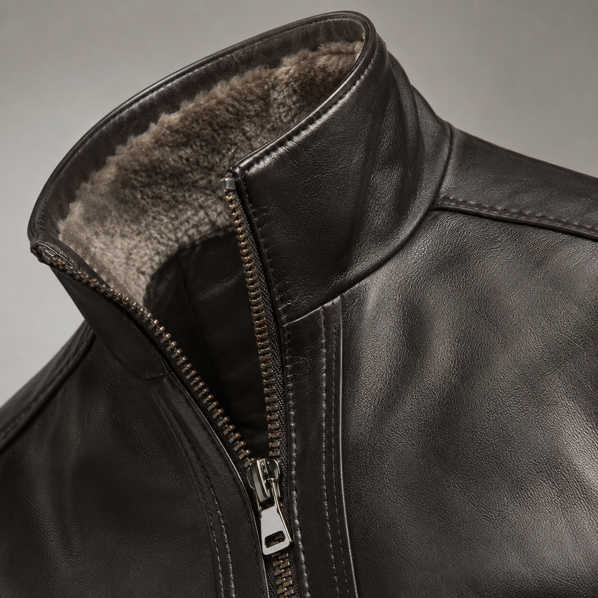 Men's Faux Leather Jacket - Faux Fur Lined Warm Winter Outerwear