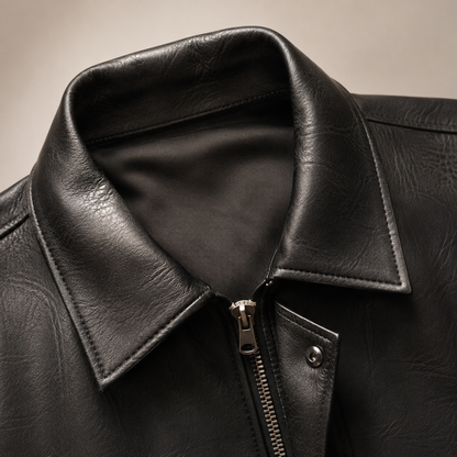 Men's Faux Leather Jacket - Boxy Fit Casual Outerwear