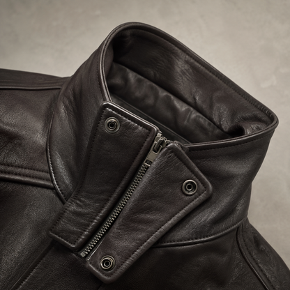 Men's Biker Jacket - Oversized Belted Motorcycle Style