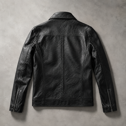 Men's Faux Leather Jacket - Slim Fit Motorcycle Style