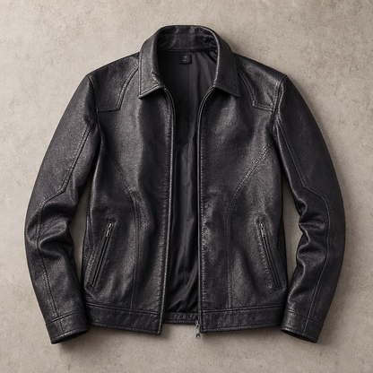 Men's Faux Leather Jacket - Slim Fit Motorcycle Style