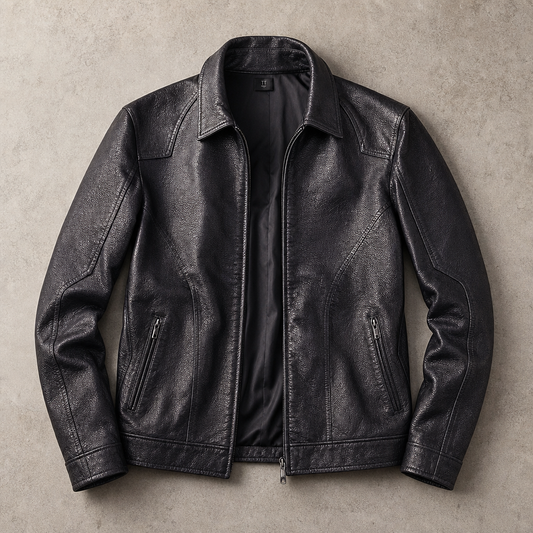 Men's Faux Leather Jacket - Slim Fit Motorcycle Style
