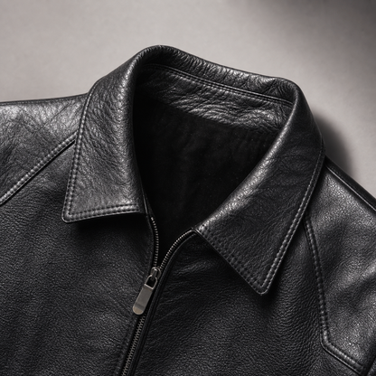 Men's Faux Leather Jacket - Slim Fit Motorcycle Style