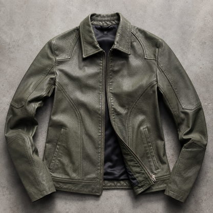 Men's Faux Leather Jacket - Slim Fit Motorcycle Style