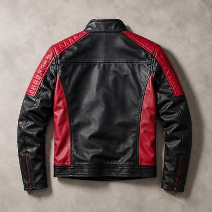 Men's Moto Jacket - Color Block Stand Collar Outerwear