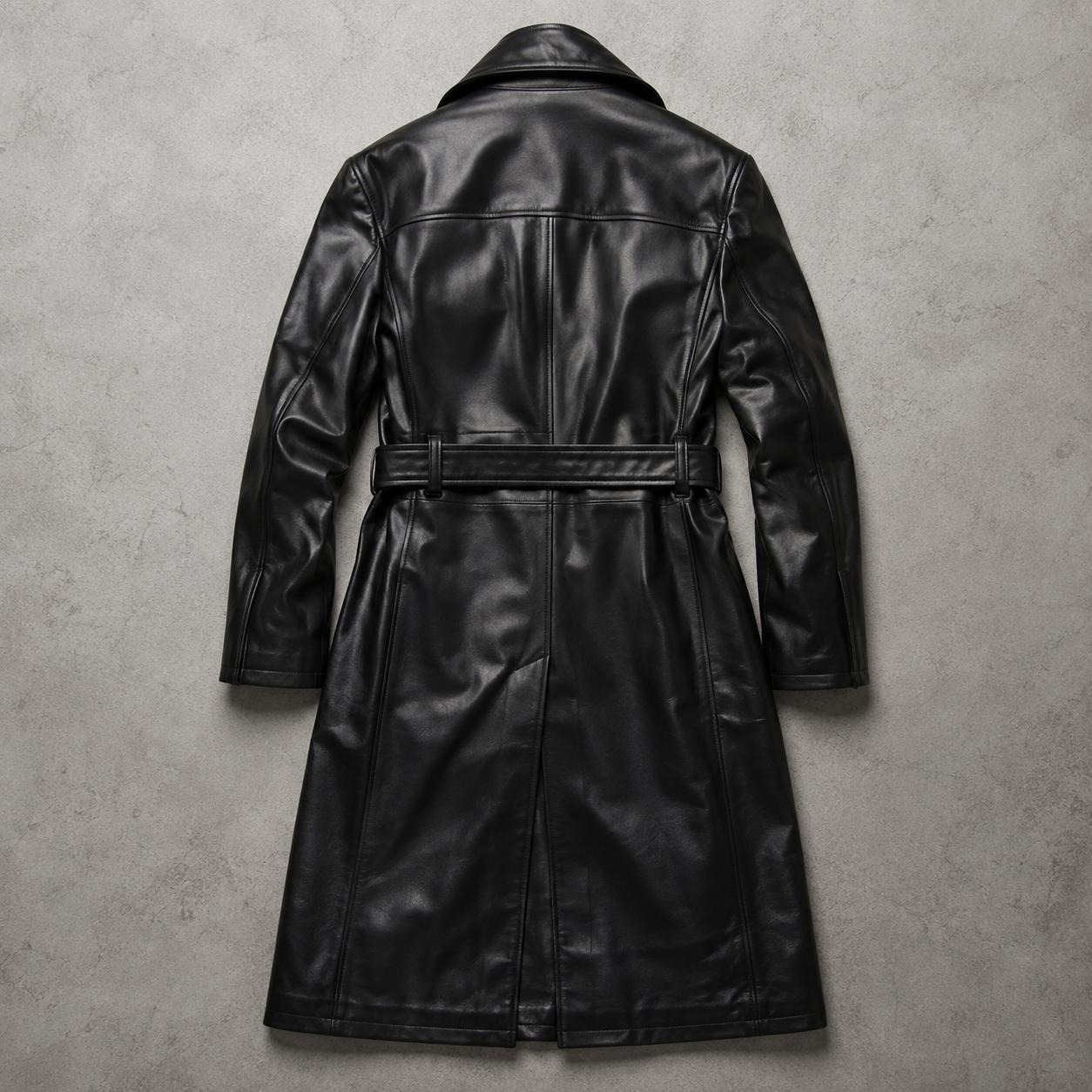 Men's Faux Leather Trench Coat - Longline Casual Outerwear