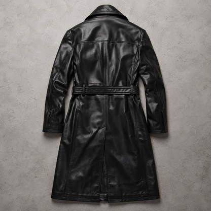 Men's Faux Leather Trench Coat - Longline Casual Outerwear