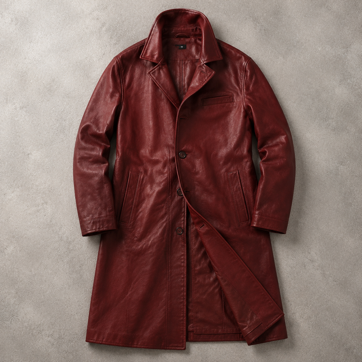Men's Faux Leather Trench Coat - Longline Casual Outerwear