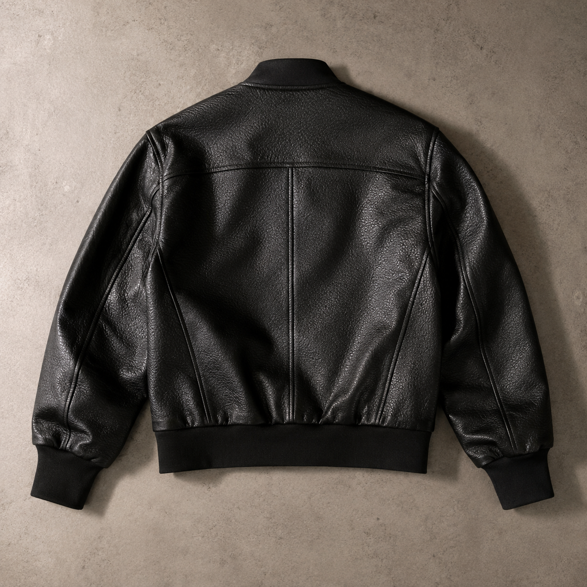 Men's Faux Leather Bomber Jacket - Cropped Casual Outerwear