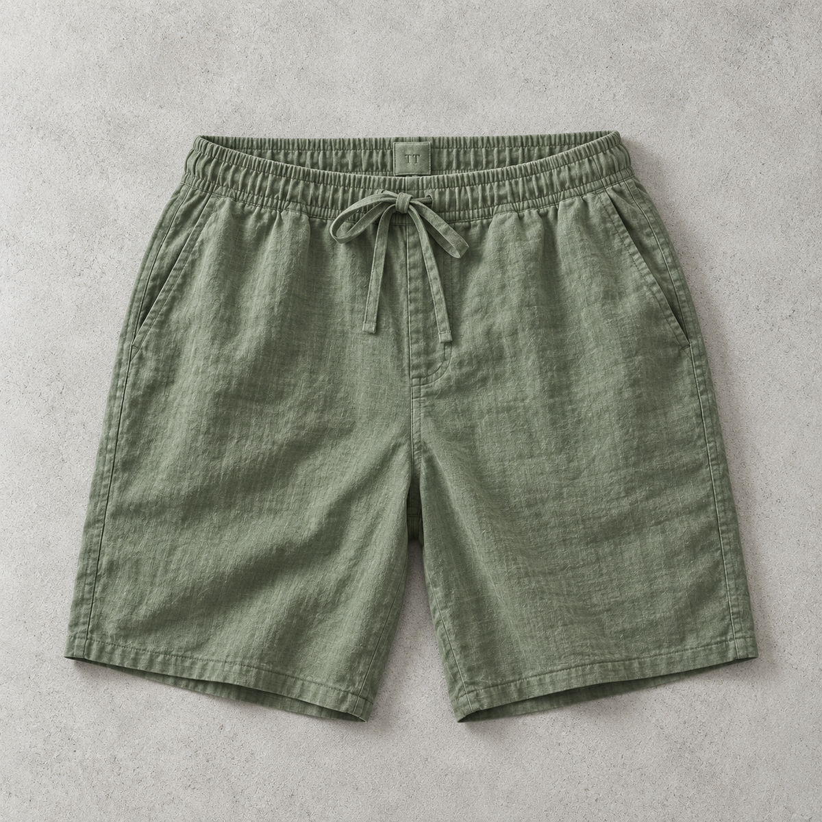 Men's Linen Blend Shorts - Drawstring Casual Beach Shorts