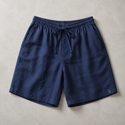 Men's Linen Blend Shorts - Drawstring Casual Beach Shorts