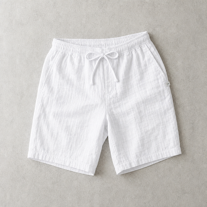 Men's Linen Blend Shorts - Drawstring Casual Beach Shorts