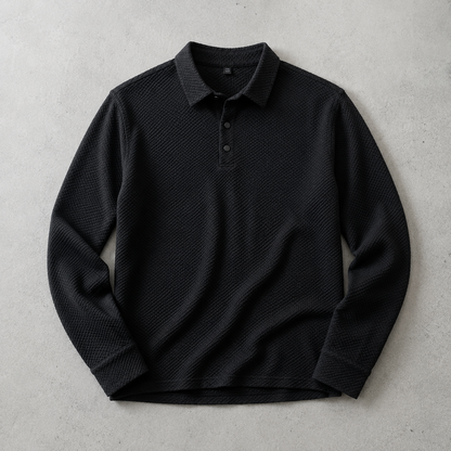 Men's Knit Polo Shirt - Textured Short Sleeve Casual Top