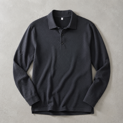 Men's Knit Polo Shirt - Textured Short Sleeve Casual Top
