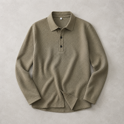 Men's Knit Polo Shirt - Textured Short Sleeve Casual Top