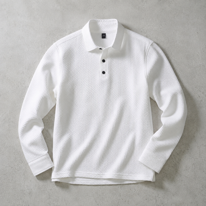 Men's Knit Polo Shirt - Textured Short Sleeve Casual Top