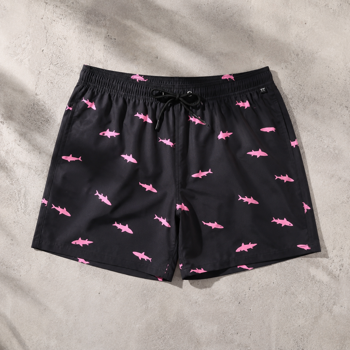 Men's Swim Trunks - Shark Print Lined Beach Shorts