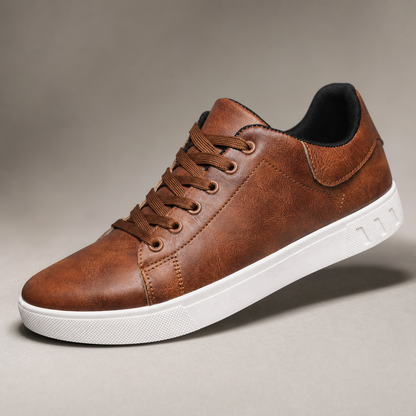 Men's Leather Sneakers - Low Top Casual Shoes