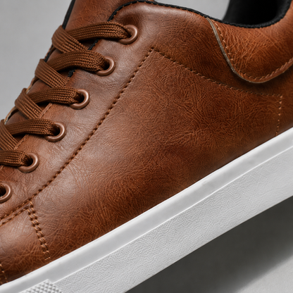 Men's Leather Sneakers - Low Top Casual Shoes