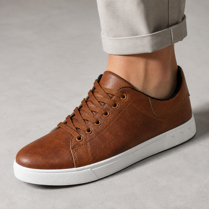 Men's Leather Sneakers - Low Top Casual Shoes