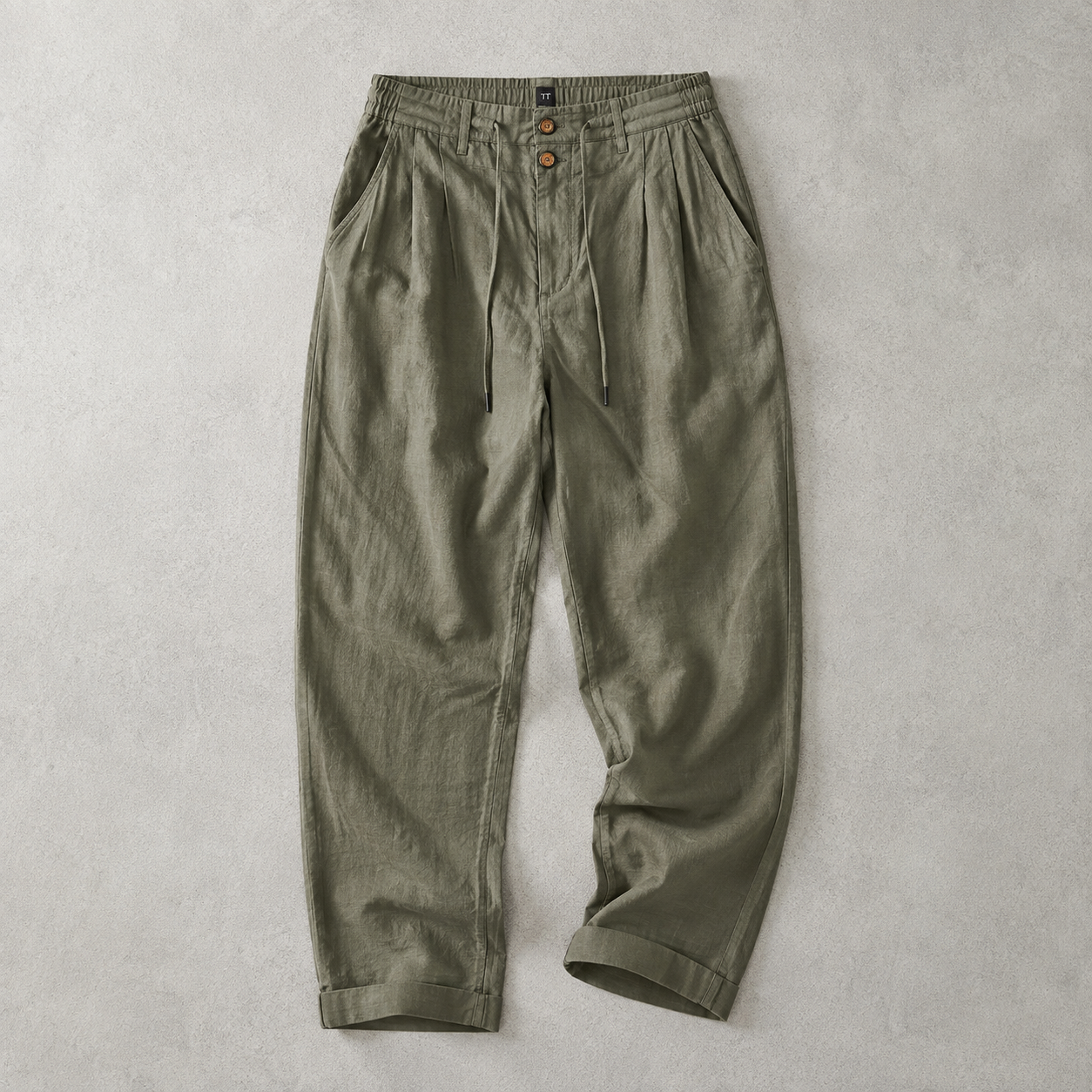 Men's Linen Pants - Drawstring Straight Leg Casual Trousers
