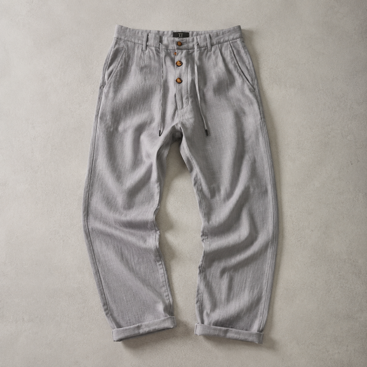 Men's Linen Pants - Drawstring Straight Leg Casual Trousers