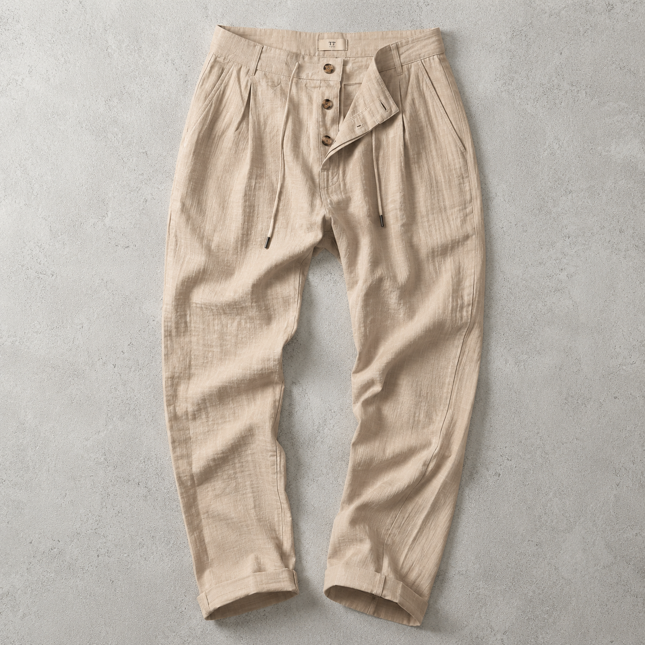 Men's Linen Pants - Drawstring Straight Leg Casual Trousers