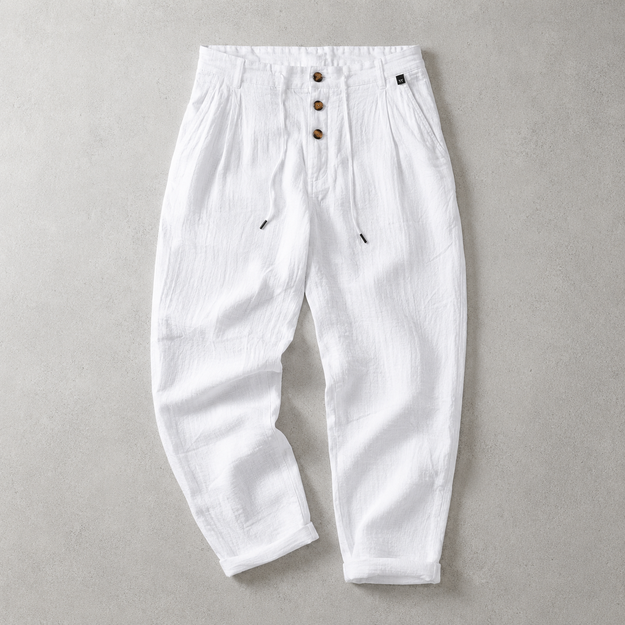 Men's Linen Pants - Drawstring Straight Leg Casual Trousers