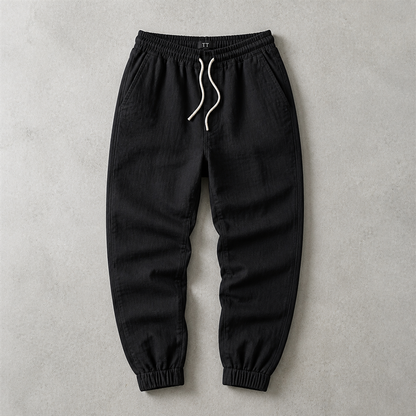 Men's Cotton Linen Jogger Pants - Cuffed Casual Trousers