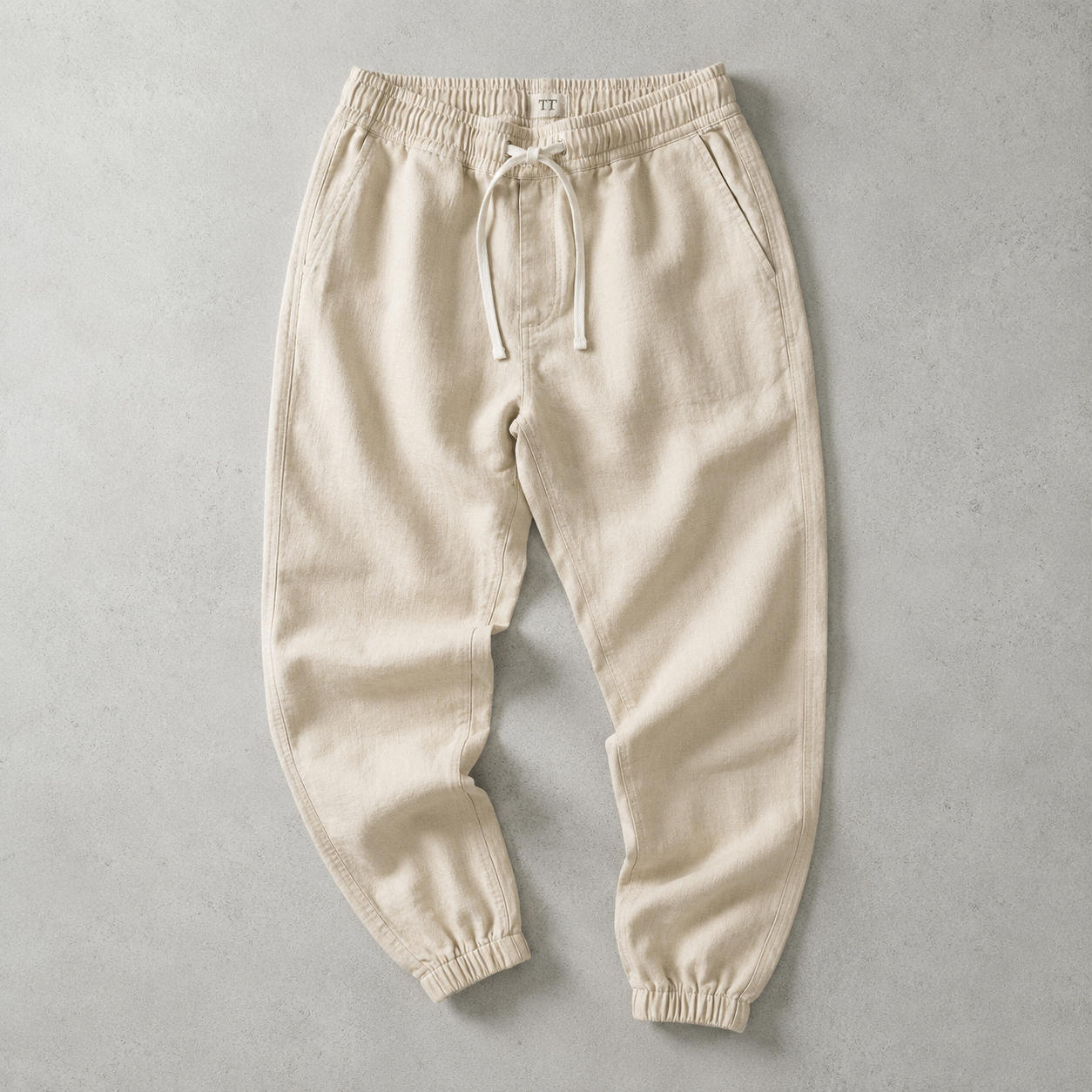 Men's Cotton Linen Jogger Pants - Cuffed Casual Trousers
