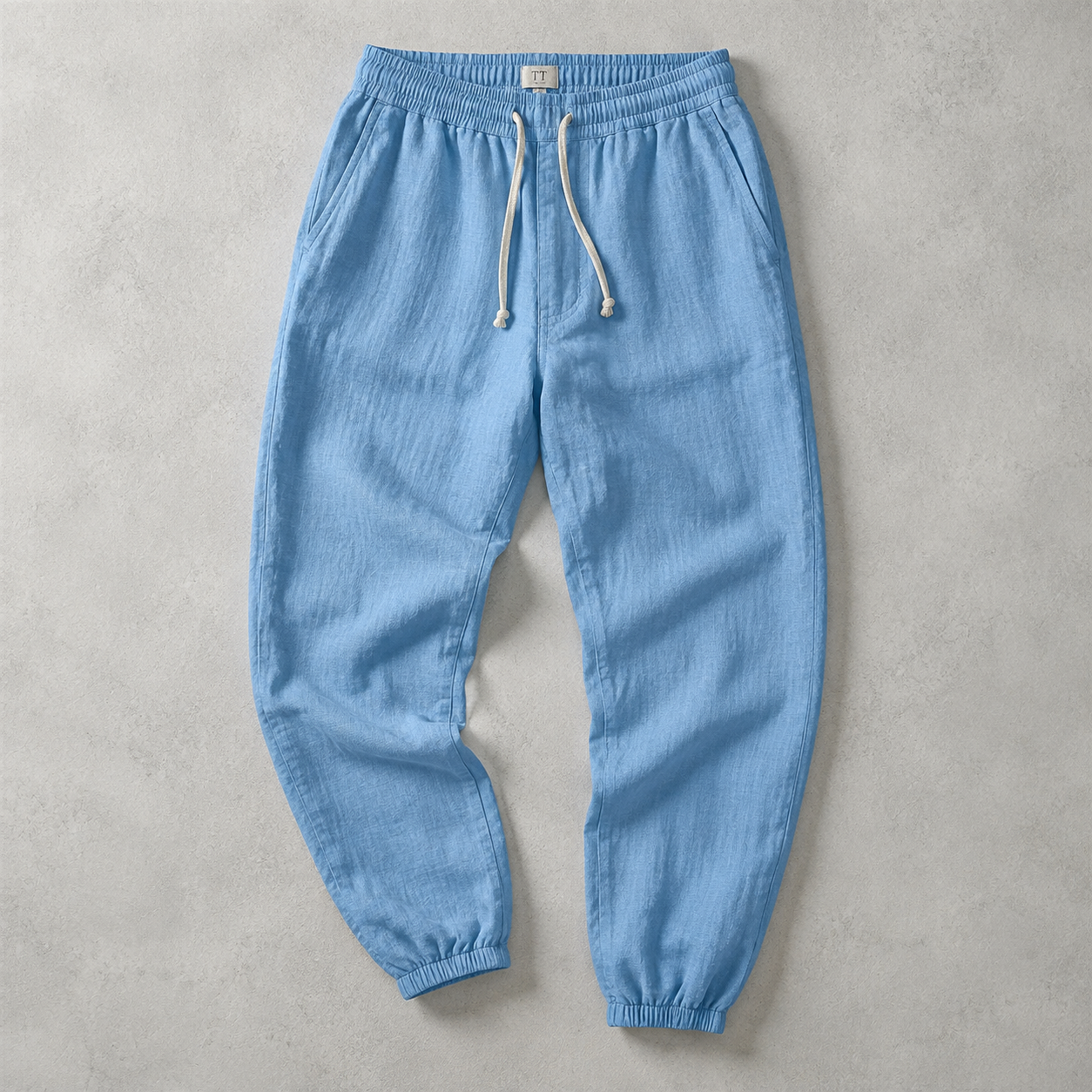 Men's Cotton Linen Jogger Pants - Cuffed Casual Trousers