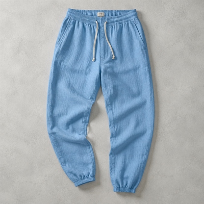 Men's Cotton Linen Jogger Pants - Cuffed Casual Trousers