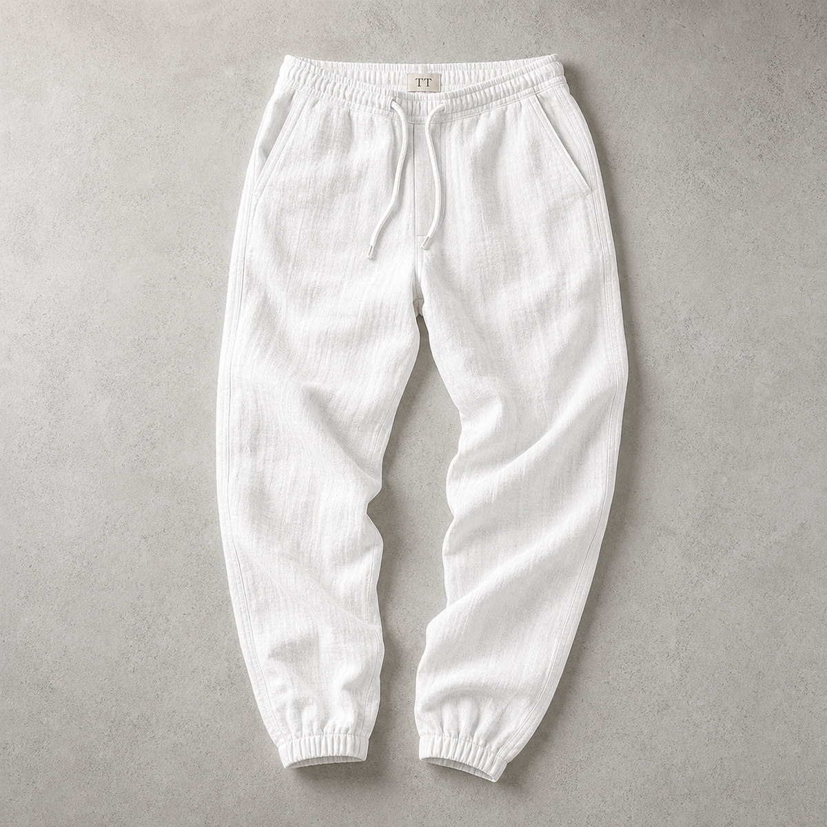 Men's Cotton Linen Jogger Pants - Cuffed Casual Trousers