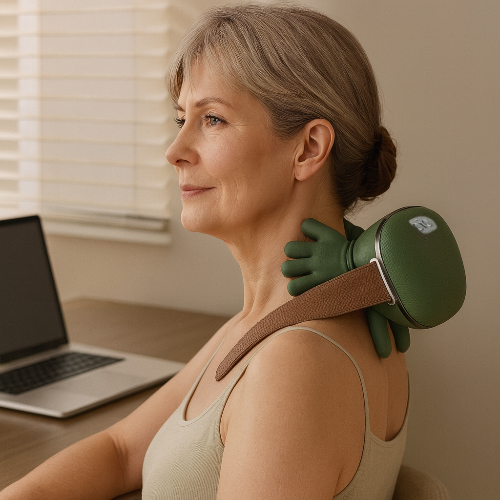 Cordless Neck and Shoulder Massager with Heat | 3 Intensity Levels | Rechargeable Shiatsu Massage for Home & Office