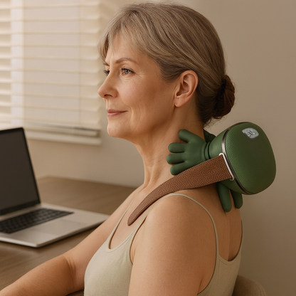 Cordless Neck and Shoulder Massager with Heat | 3 Intensity Levels | Rechargeable Shiatsu Massage for Home & Office