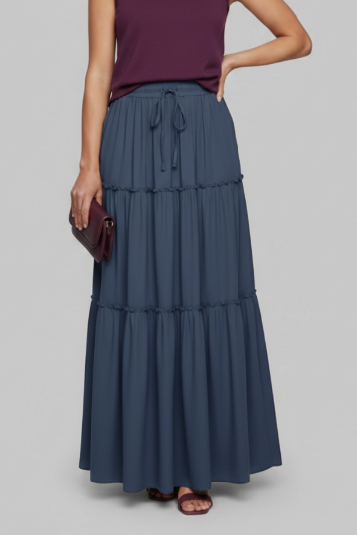 Caelia | Stylish Tiered Maxi Skirt with Comfortable Stretch Waist