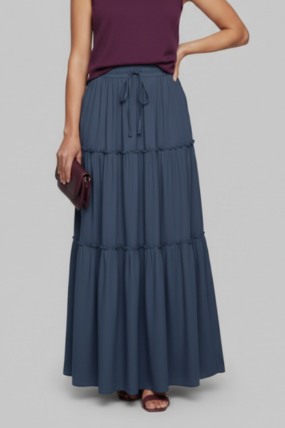 Caelia | Stylish Tiered Maxi Skirt with Comfortable Stretch Waist