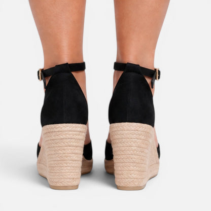 Women's Wedge Sandals - Closed Toe Ankle Strap
