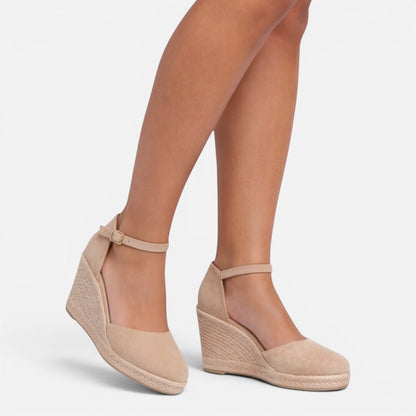 Women's Wedge Sandals - Closed Toe Ankle Strap