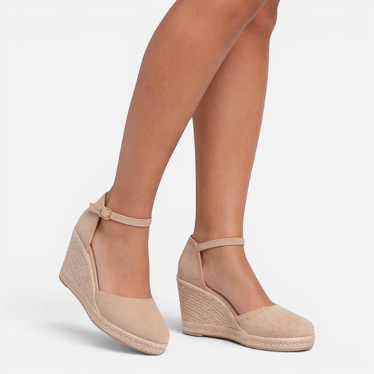 Women's Wedge Sandals - Closed Toe Ankle Strap