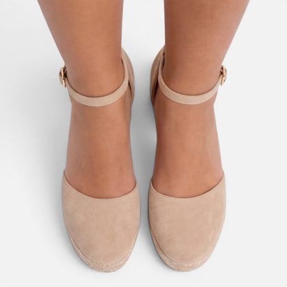 Women's Wedge Sandals - Closed Toe Ankle Strap
